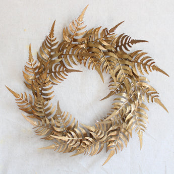 Metal Wreath - Gold Fern 18"