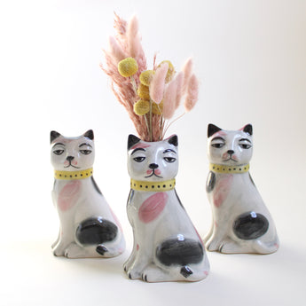 Hand-Painted Cat Vase