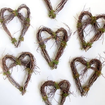 Blueberry Twig Heart Wreath 8"