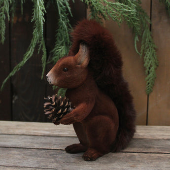 Flocked Squirrel with Pinecone - Ino Schaller