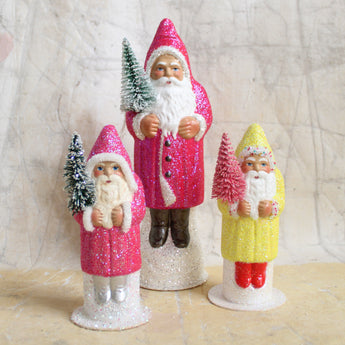 Paper Mache Glitter Santa - Ino Schaller